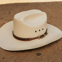Brown Tooled Leather Hat Band - Jones