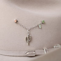 Sterling silver cactus charm necklace with chain and small colored bead accents
