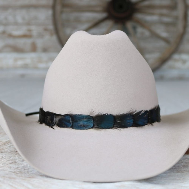 Iridescent Blue Feather Hat Band - Echo