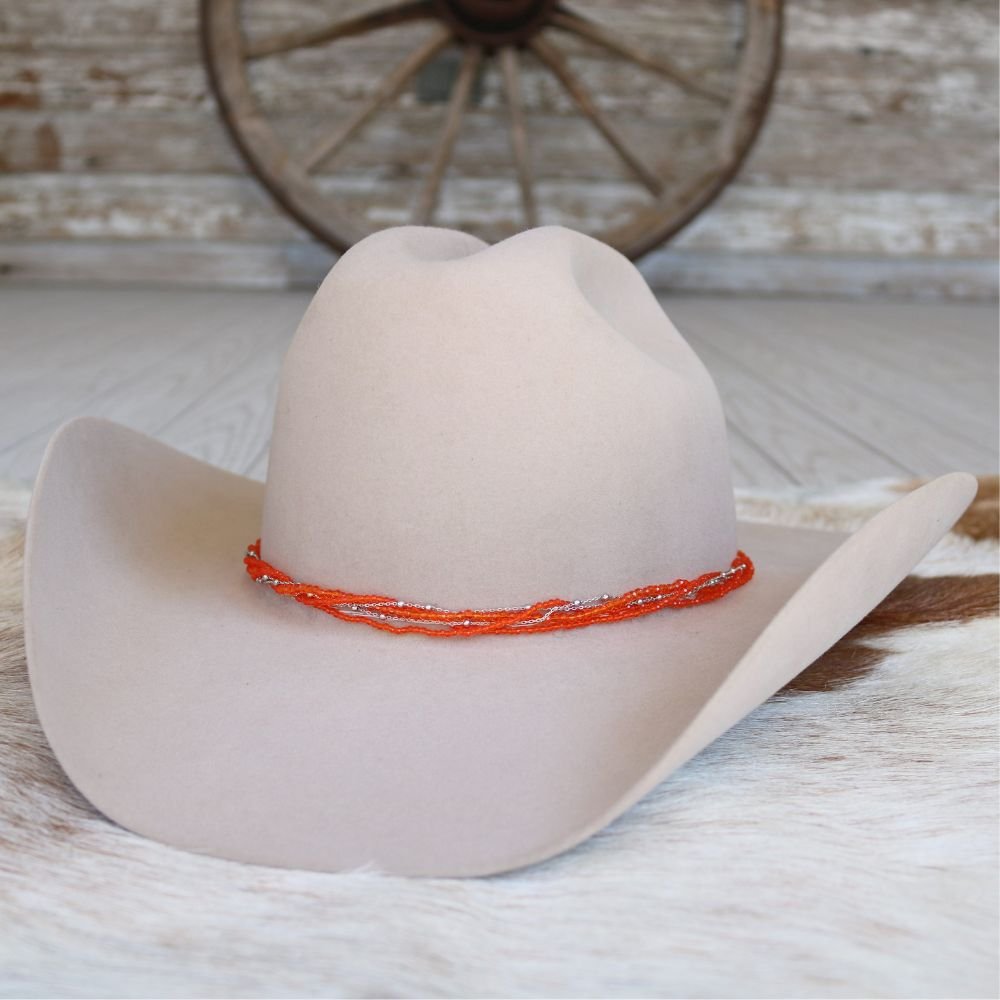 Orange Multi-Strand Beaded Hat Band