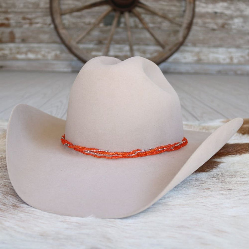 Orange Multi-Strand Beaded Hat Band