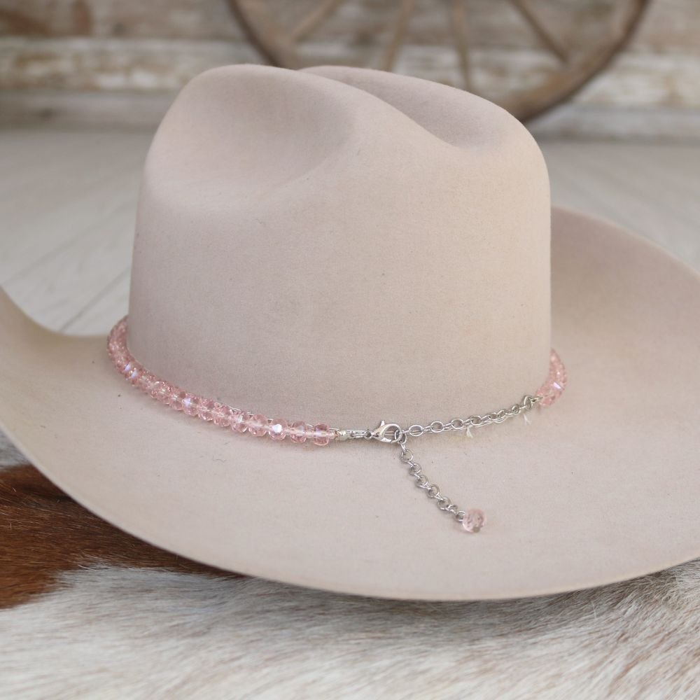 Light Pink Glass Beaded Hat Band