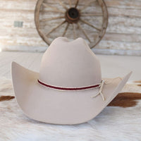 Maroon Lane Stitch Beaded Hat Band