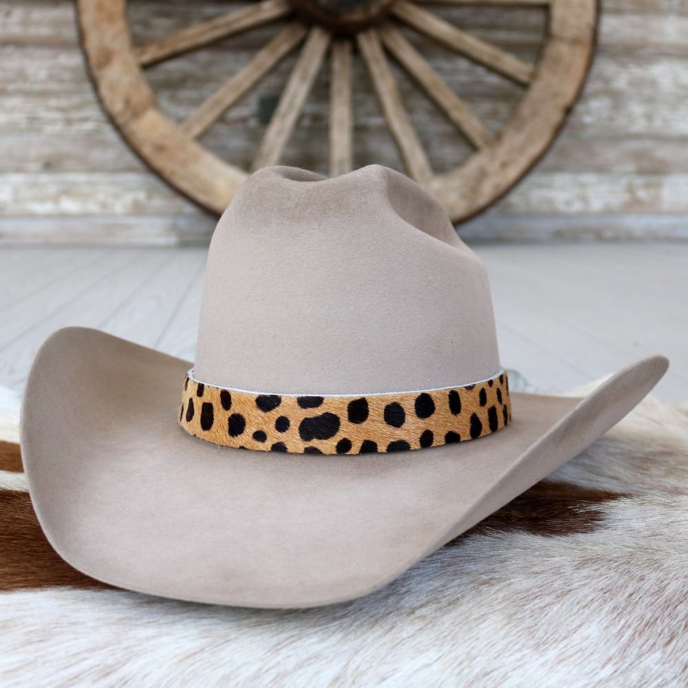 Spotted Print Leather Hat Band - Sahara