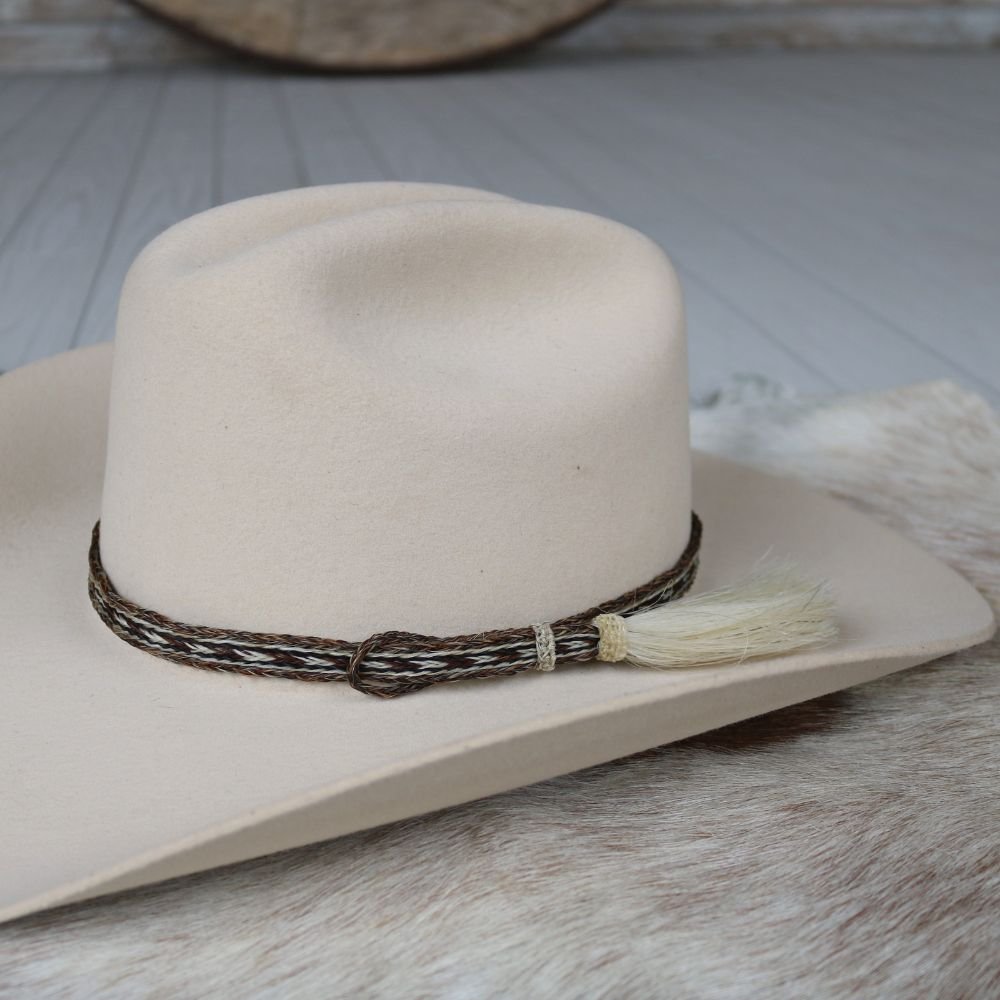 Genuine Horsehair 5 Strand Braided Hat Band with Single Tassel