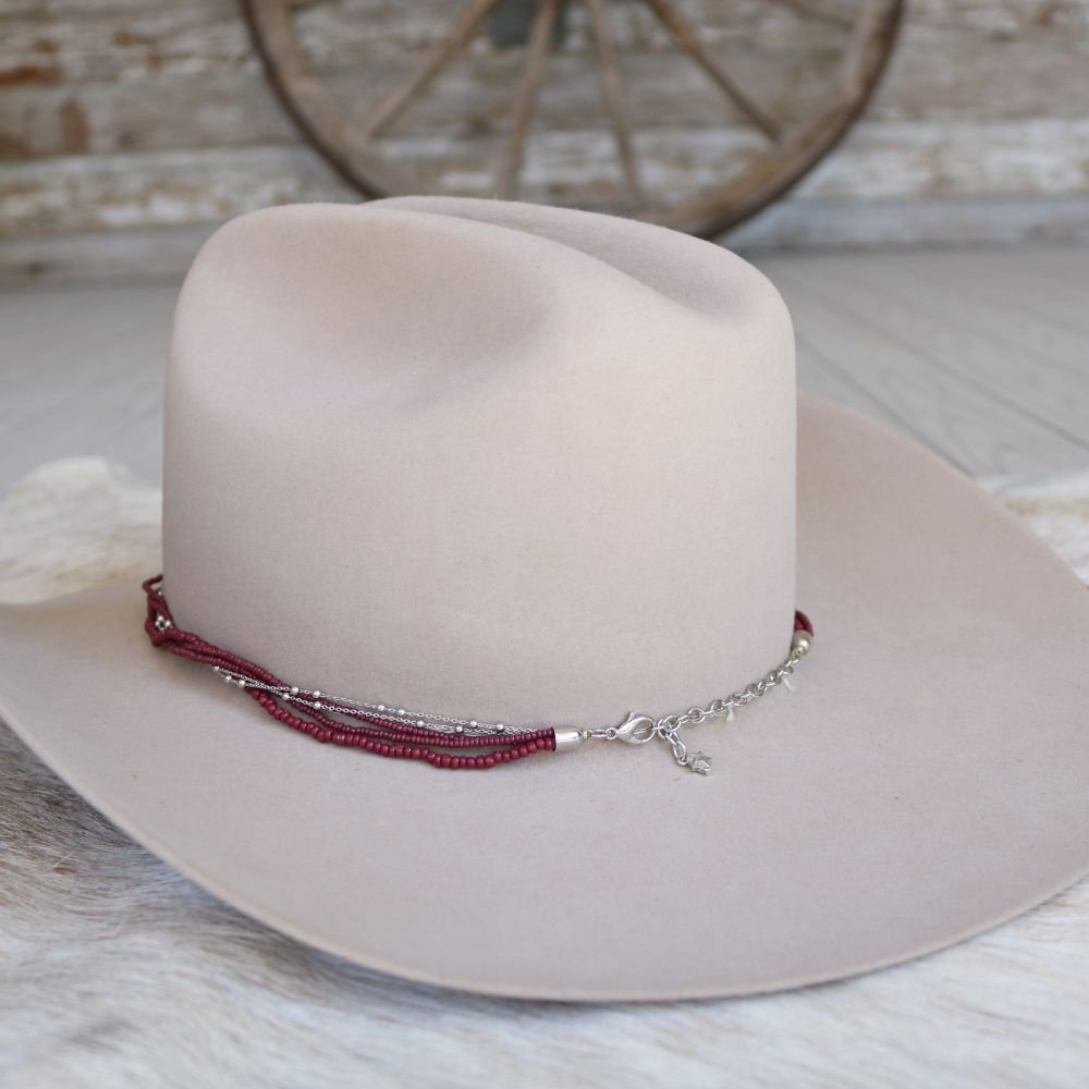 Maroon Multi-Strand Beaded Hat Band