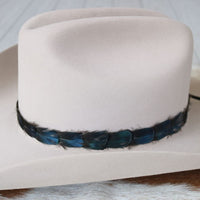 Iridescent Blue Feather Hat Band - Echo
