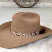 Genuine Horsehair 6 Strand Braided Hat Band with Single Tassel - Chestnut