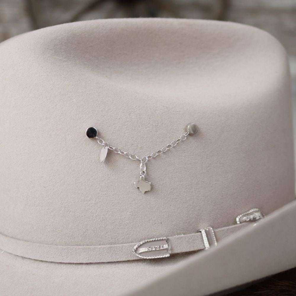 Sterling silver charm necklace with Texas pendant and small dangling charms