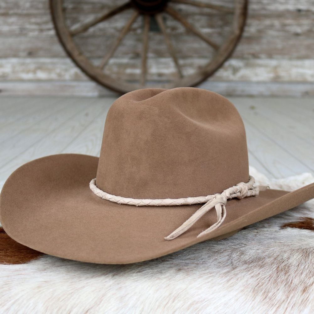 Light Taupe Braided Leather Hat Band