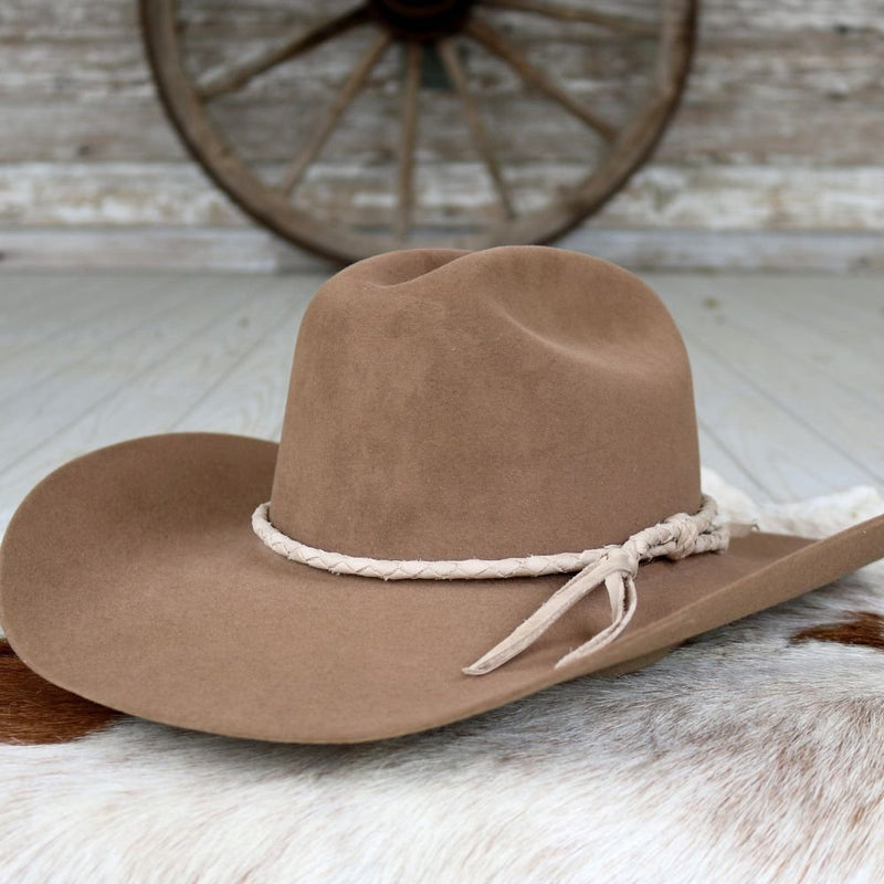 Light Taupe Braided Leather Hat Band