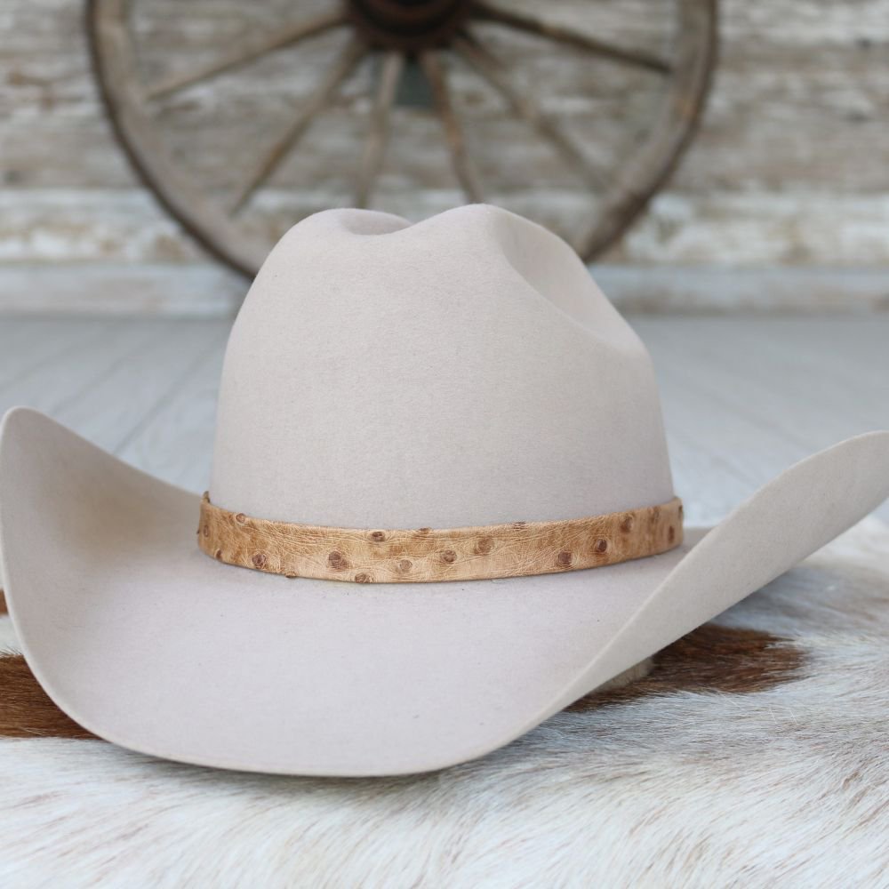 Tan Ostrich Leather Hat Band