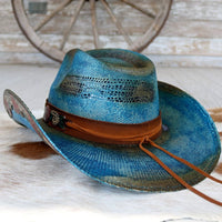 Stampede Women's Blue Straw Cowboy Hat - The Blue Rose