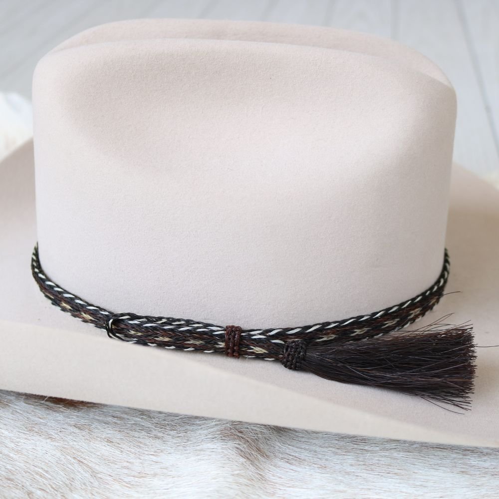 Genuine Horsehair 5 Strand Braided Hat Band with Single Tassel