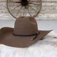 Black Braided Leather Hat Band with Gold Slide Closure