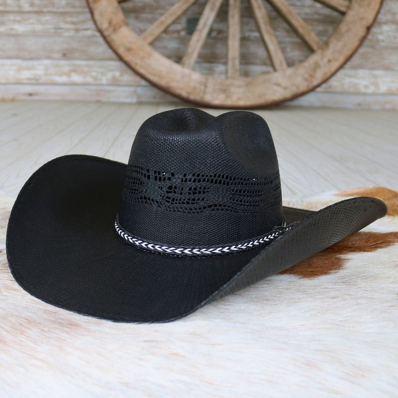 Twister Black Straw Bangora Cowboy Hat