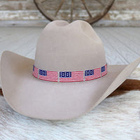 American Flag Beaded Hat Band