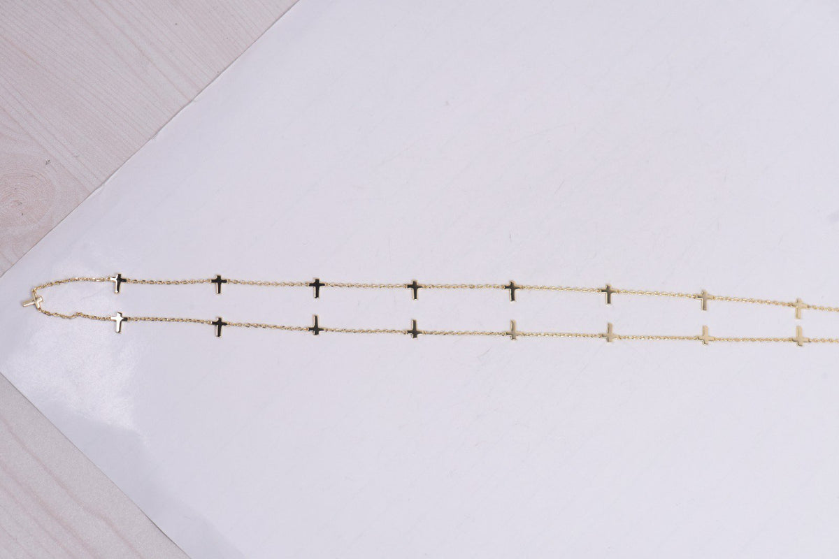 14K Gold Plated Cross Chain Hat Band
