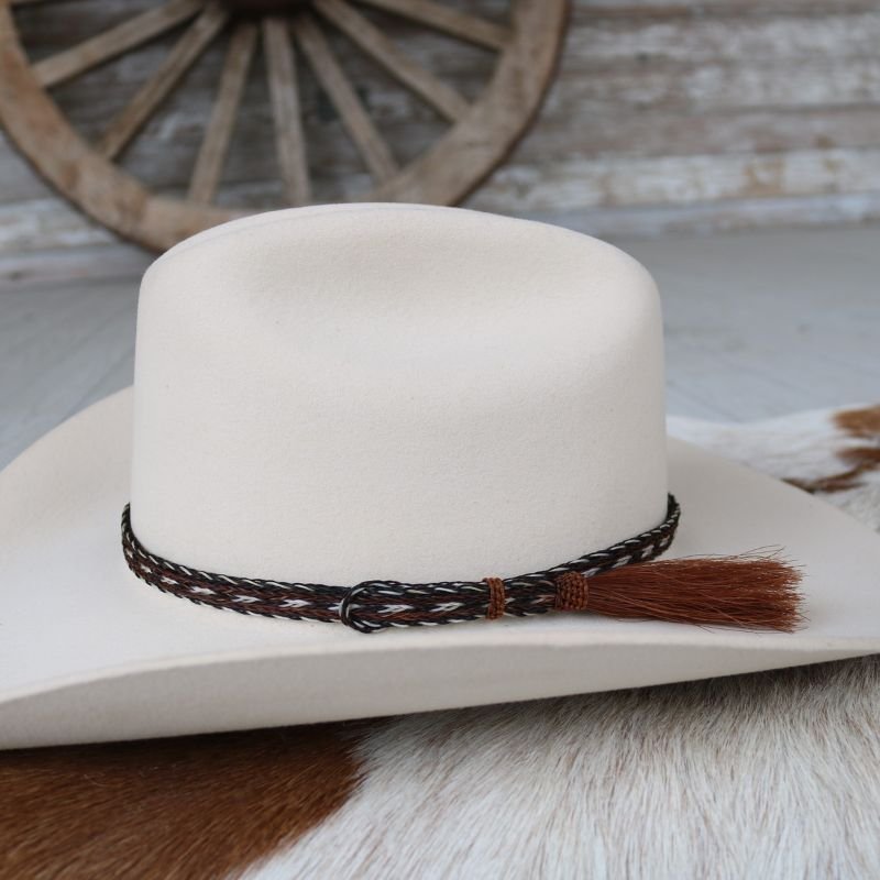Genuine Horsehair 5 Strand Braided Hat Band with Single Tassel
