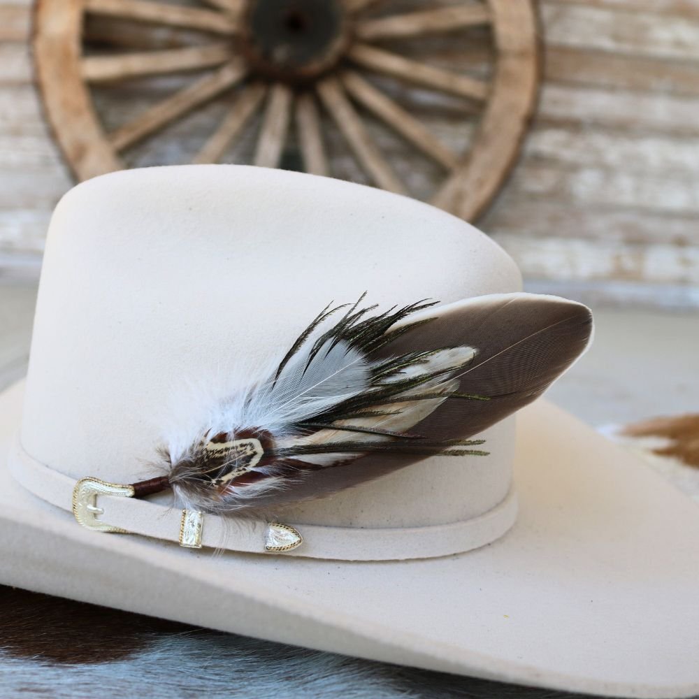100% wool women Chic Gray Hat with Feather Accent hippie feathers unique FINAL SALE!! The Navajo Feather Banded Suede Hat in Grey  main image 3