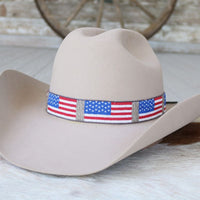 American Flag Beaded Hat Band