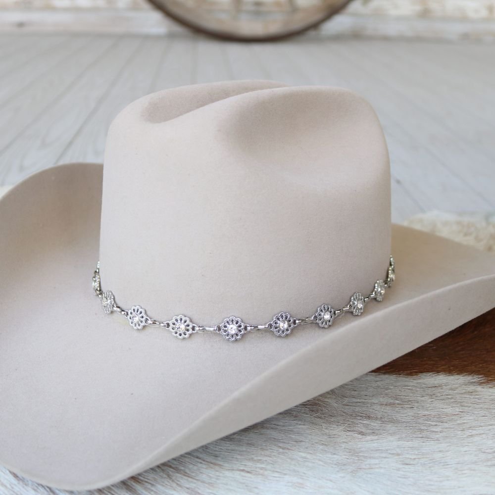 Silver Dainty Wildflower Chain Hat Band