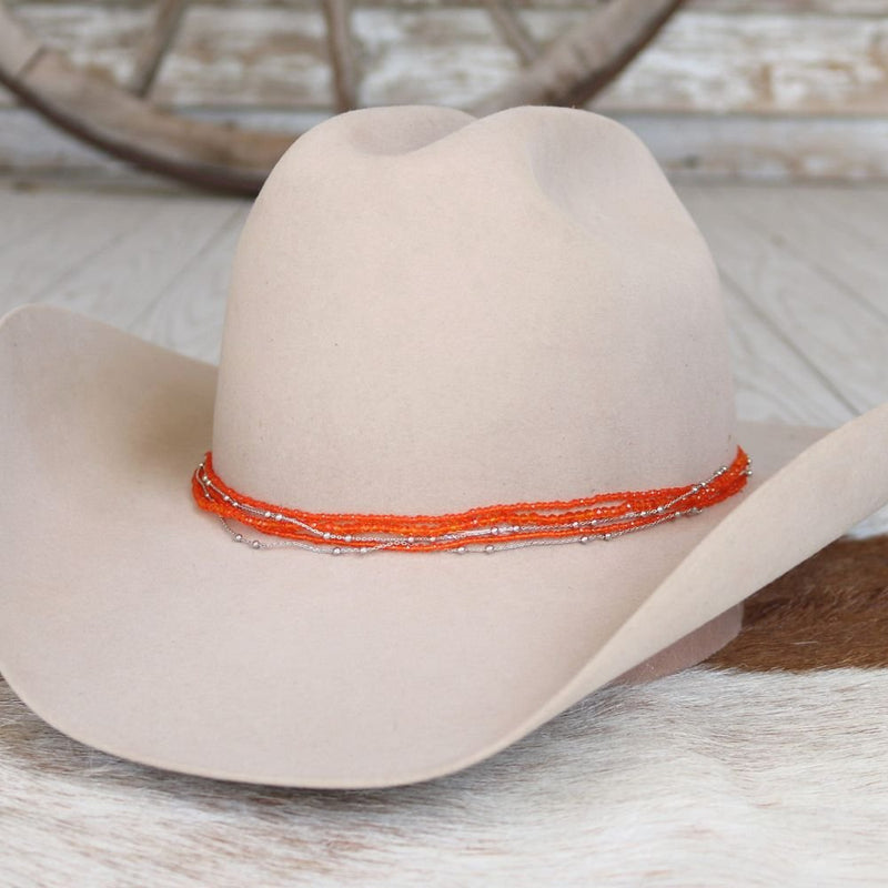 Orange Multi-Strand Beaded Hat Band