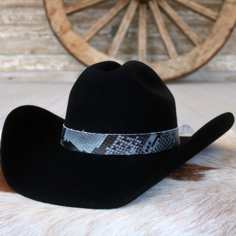 Grey Snake Print Leather Hat Band