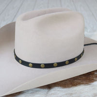 Black Studded Goat Leather Hat Band