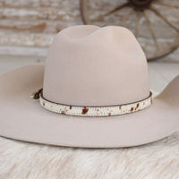 Cowhide Hat Band Brown with Silver Buckle - Branson