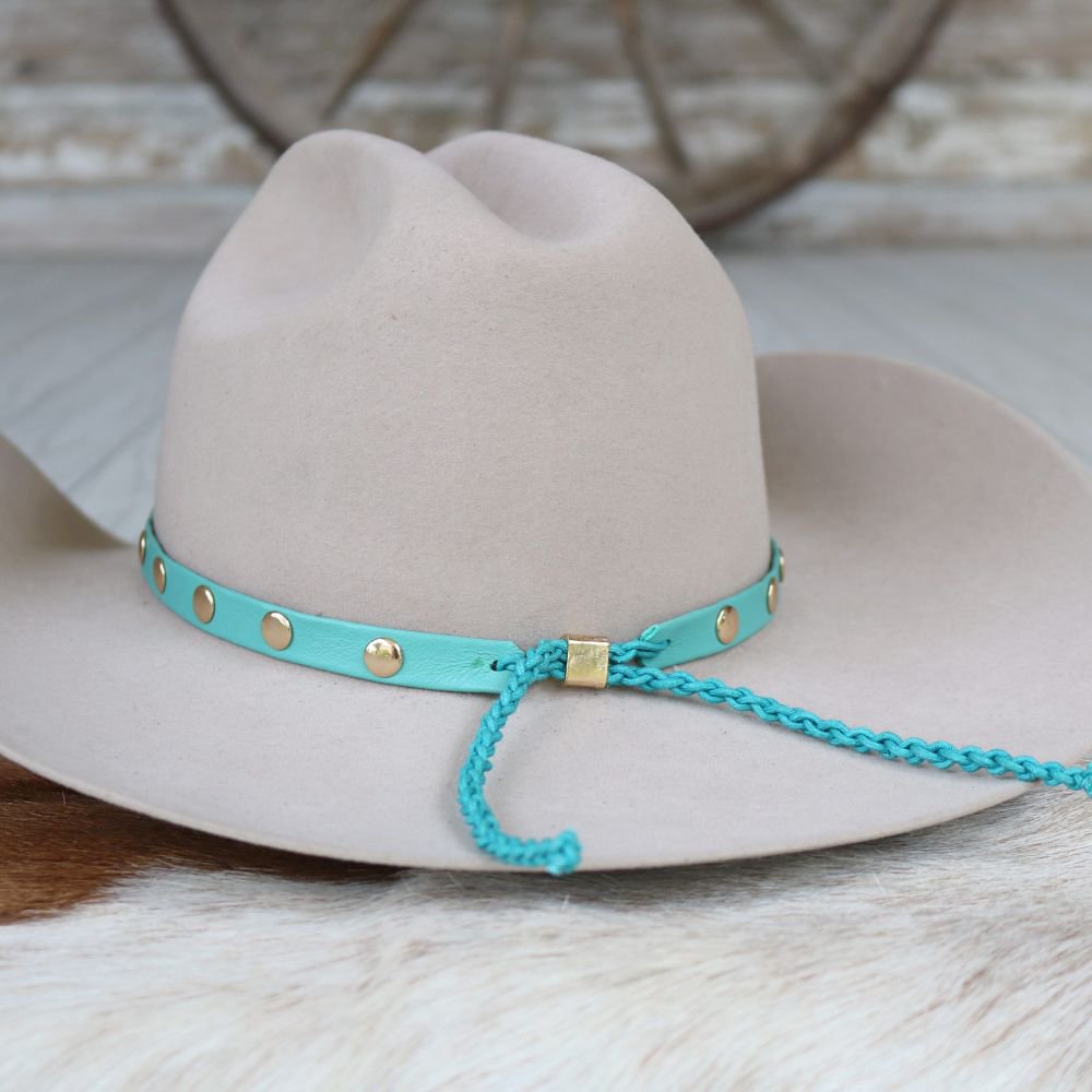 Turquoise Studded Goat Leather Hat Band