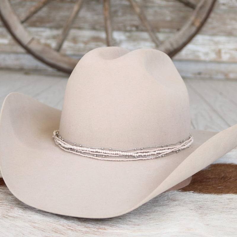 Beige Cowboy Hat with Beaded Band Cream Beaded Cowboy Hat Band, Native American Beaded Cowboy  main image 3