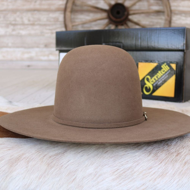 Serratelli Pecan 6X Beaumont Open Crown Felt Cowboy Hat - Size 8