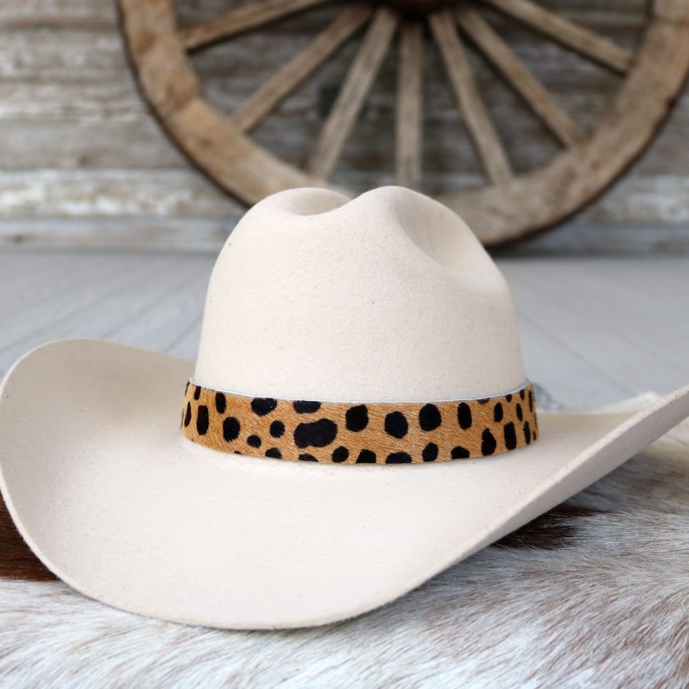 Spotted Print Leather Hat Band - Sahara