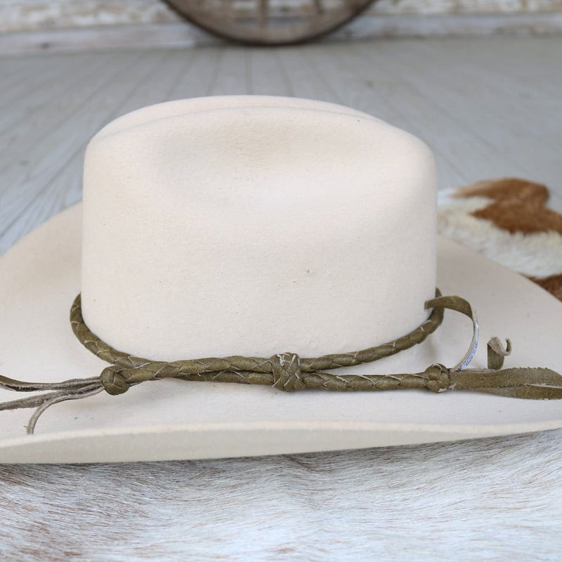 Olive Braided Leather Hat Band