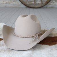 Light Taupe Braided Leather Hat Band
