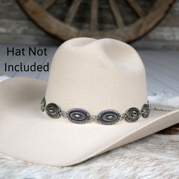 Antiqued Oval Concho Hat Band - Briscoe