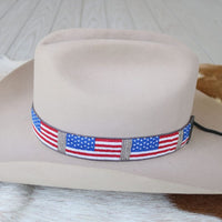 American Flag Beaded Hat Band
