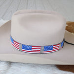 American Flag Beaded Hat Band