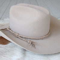 Light Taupe Braided Leather Hat Band