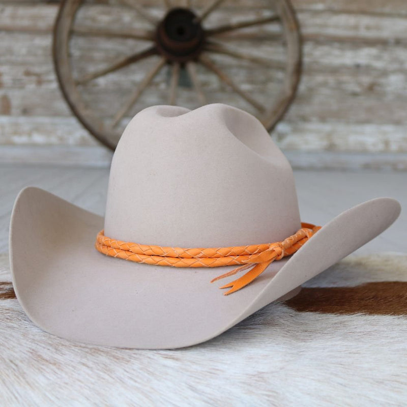 Orange Braided Leather Hat Band