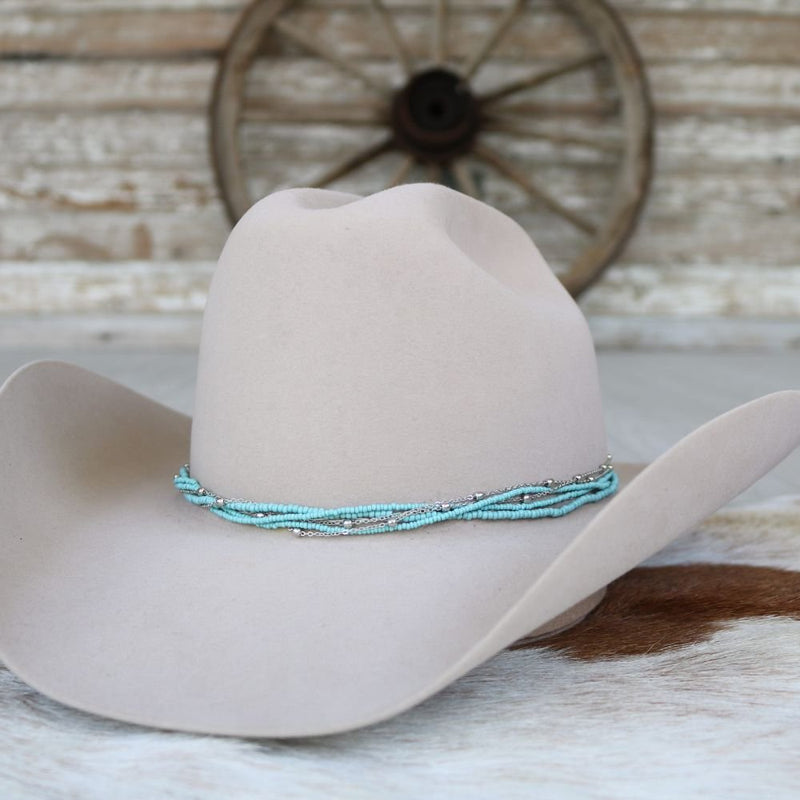 Dusty Blue Multi-Strand Beaded Hat Band