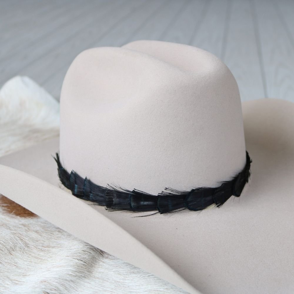 Iridescent Black Feather Hat Band - Sable