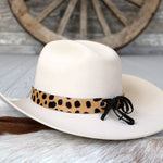 Spotted Print Leather Hat Band - Pebbles