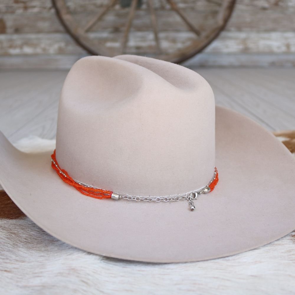 Orange Multi-Strand Beaded Hat Band