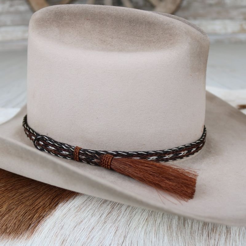Genuine Horsehair 5 Strand Braided Hat Band with Single Tassel - Duster