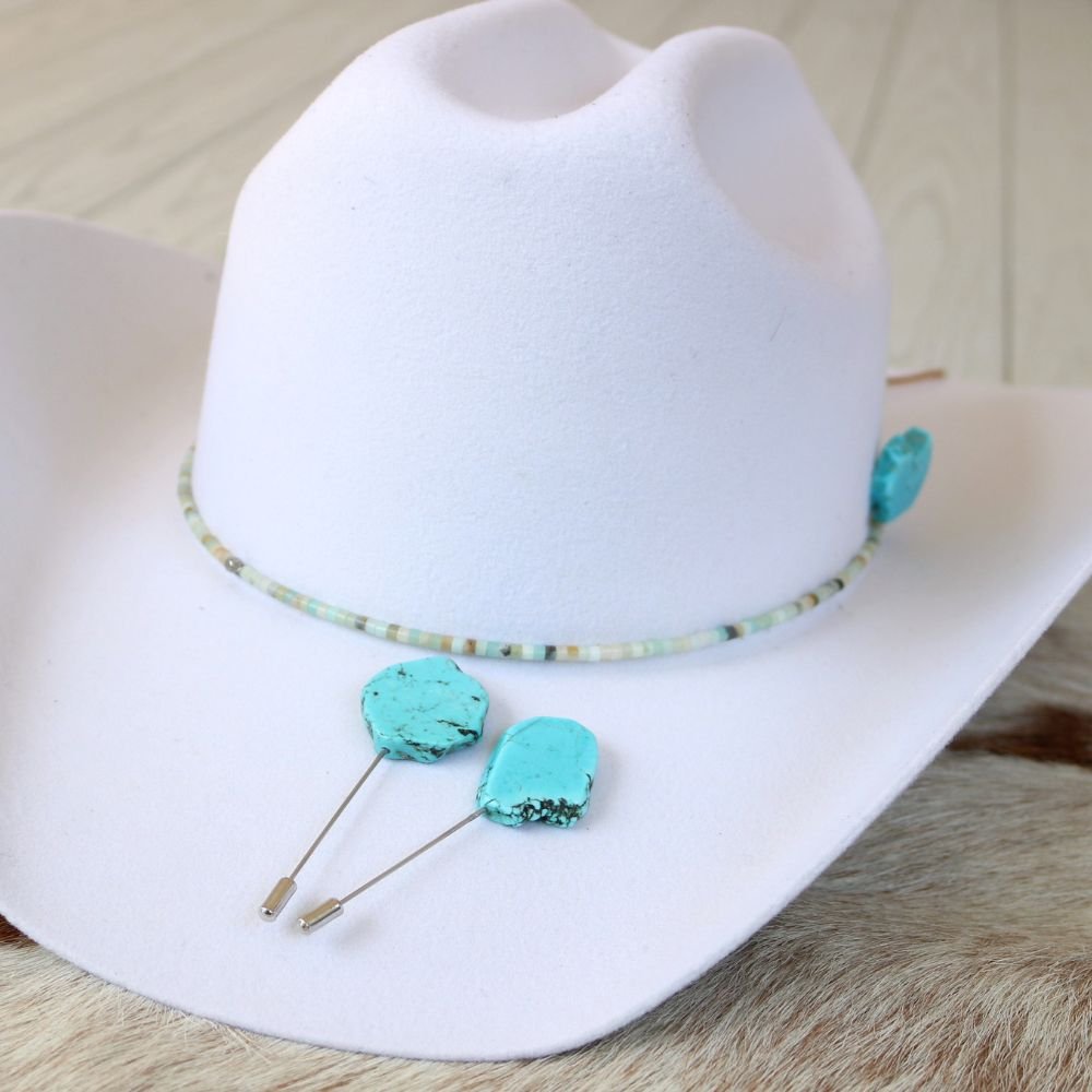 Turquoise Stone Hat Pin – Willow Lane Hat Co display picture 1