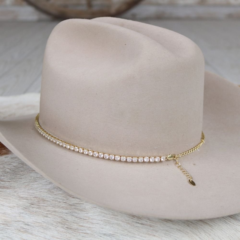 14K Tennis Chain Rhinestone Hat Band – The Dolly