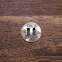 Sterling silver slotted concho with engraved square bar design