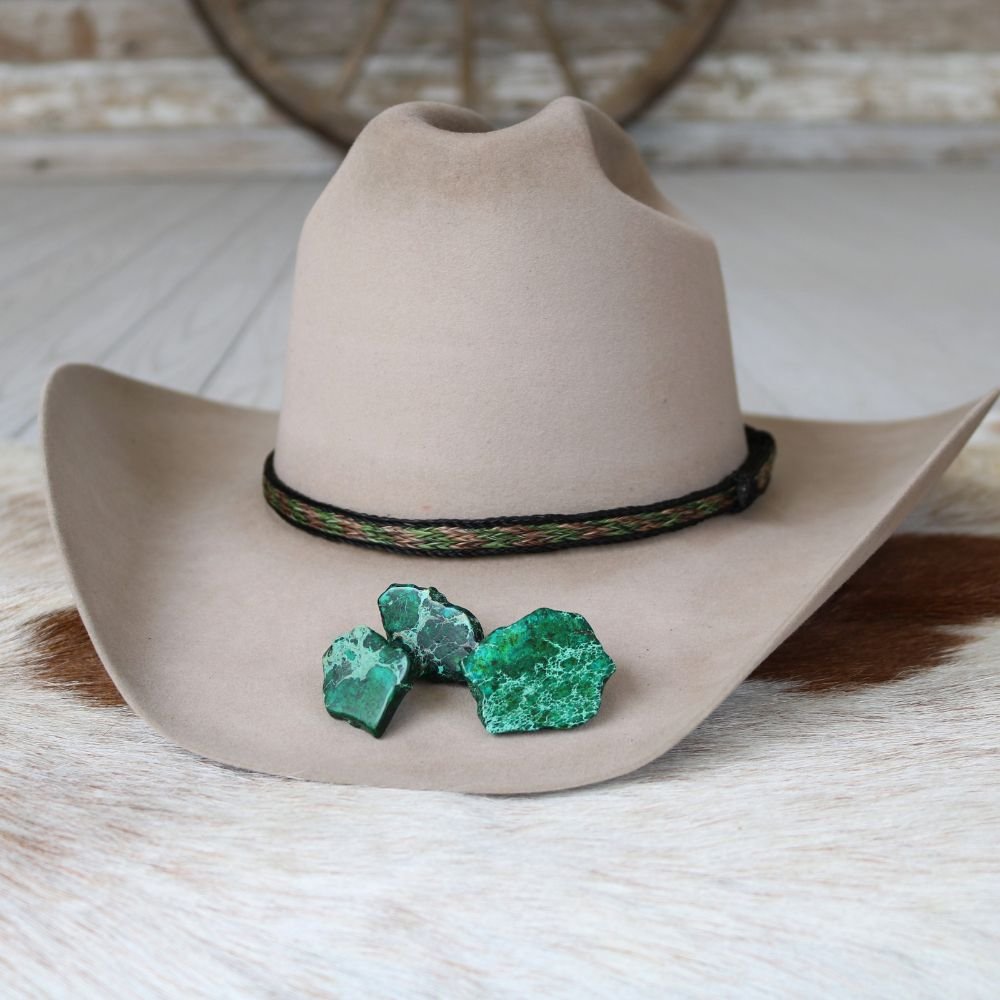 Green Stone Button Hat Pin